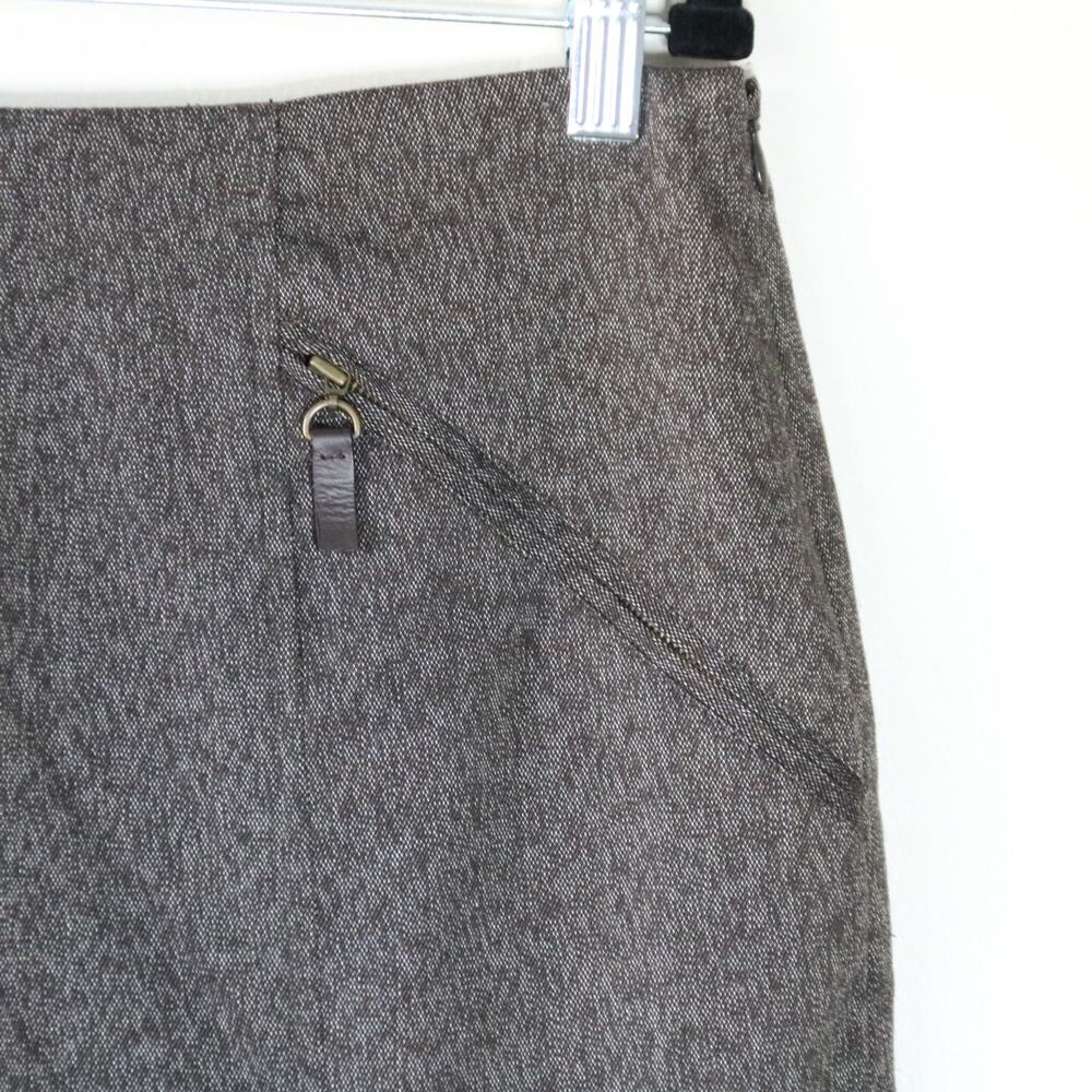 Coldwater Creek Brown Textured Pencil Skirt Size 10 Front Zip‎ Pockets Lined - Picture 3 of 8
